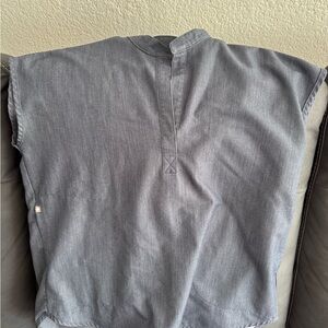 FIGs Rafaela Heather Denim  Blue Scrub Top